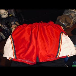 Fun Red and Rainbow Laguna Vintage Short Swim Trunks - Sz XL